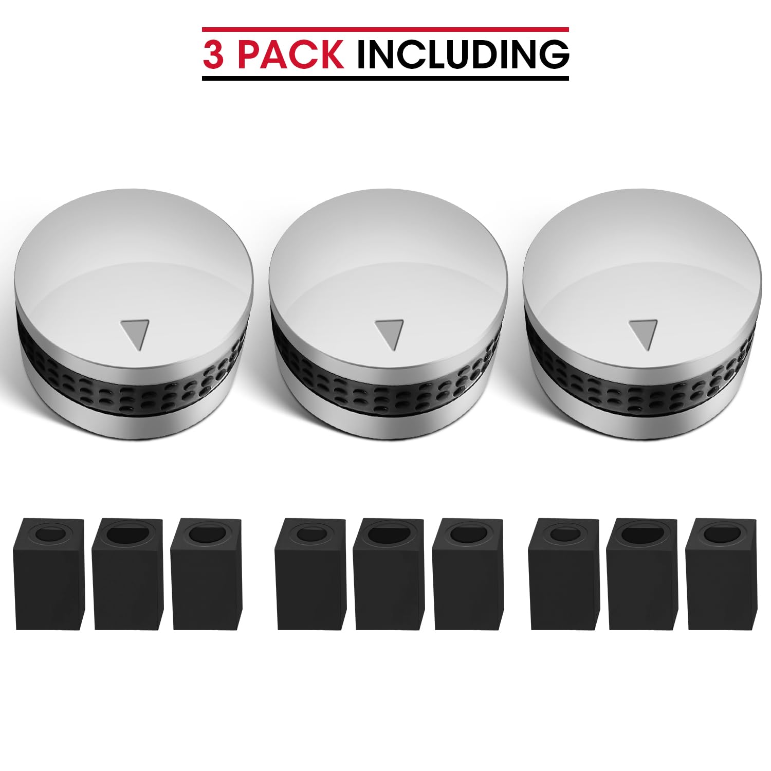 Unicook 3-Pack Gas Grill Control Knobs Replacement - Chrome Plated Plastic with Non-Slip Grip - Compatible with D-Shaped Valve Stem BBQ Grills - Perfect for Outdoor Cooking, Backyard BBQs & Patio Parties