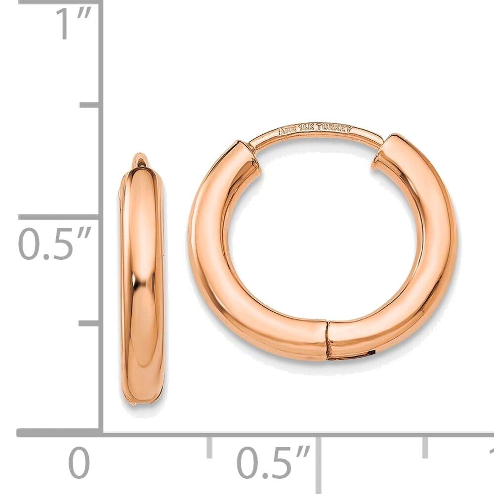 14K Rose Gold Hollow Hinged Hoop Earrings for Women - Lightweight Polished Dainty Everyday Jewelry - Perfect for Work, Date Night & Special Occasions