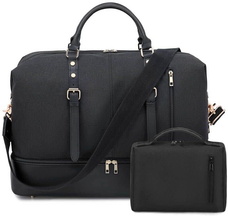 Large Weekender Overnight Duffle Bag with Shoe Compartment & Toiletry Pouch - Waterproof Travel Duffel for Women & Men - Perfect Carry-On for Gym, Weekend Trips & Airplane Travel