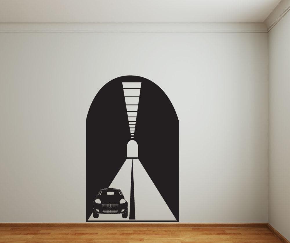 Vinyl Wall Decal Sticker for Car Tunnel - Waterproof Removable Decorative Sticker for Home, Office, Nursery - Perfect for DIY Wall Art and Room Decor