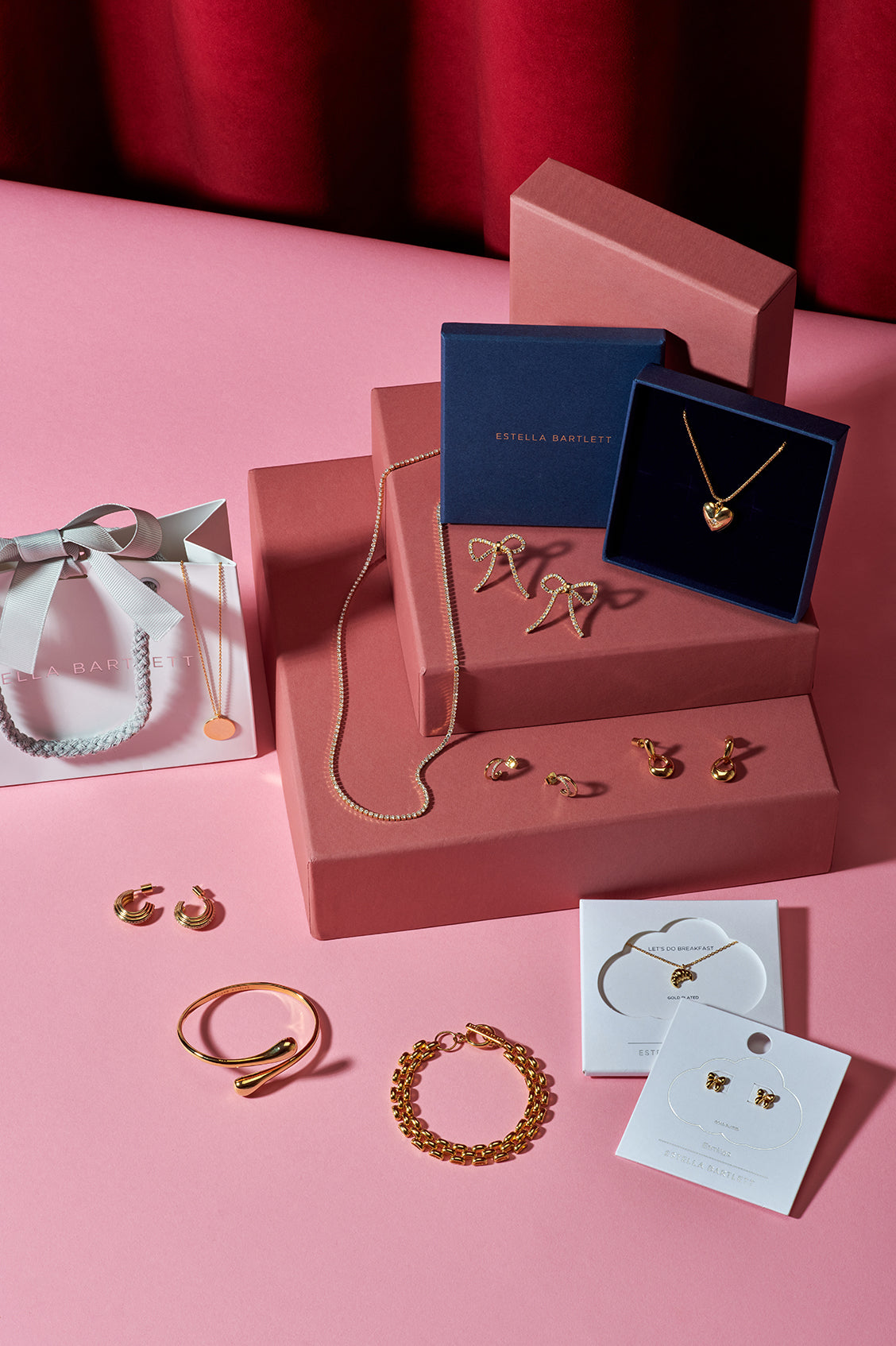 Bow Tennis Chain Earrings for Women - 14K Gold Plated Dainty Elegant Jewelry - Perfect for Parties, Weddings & Everyday Wear