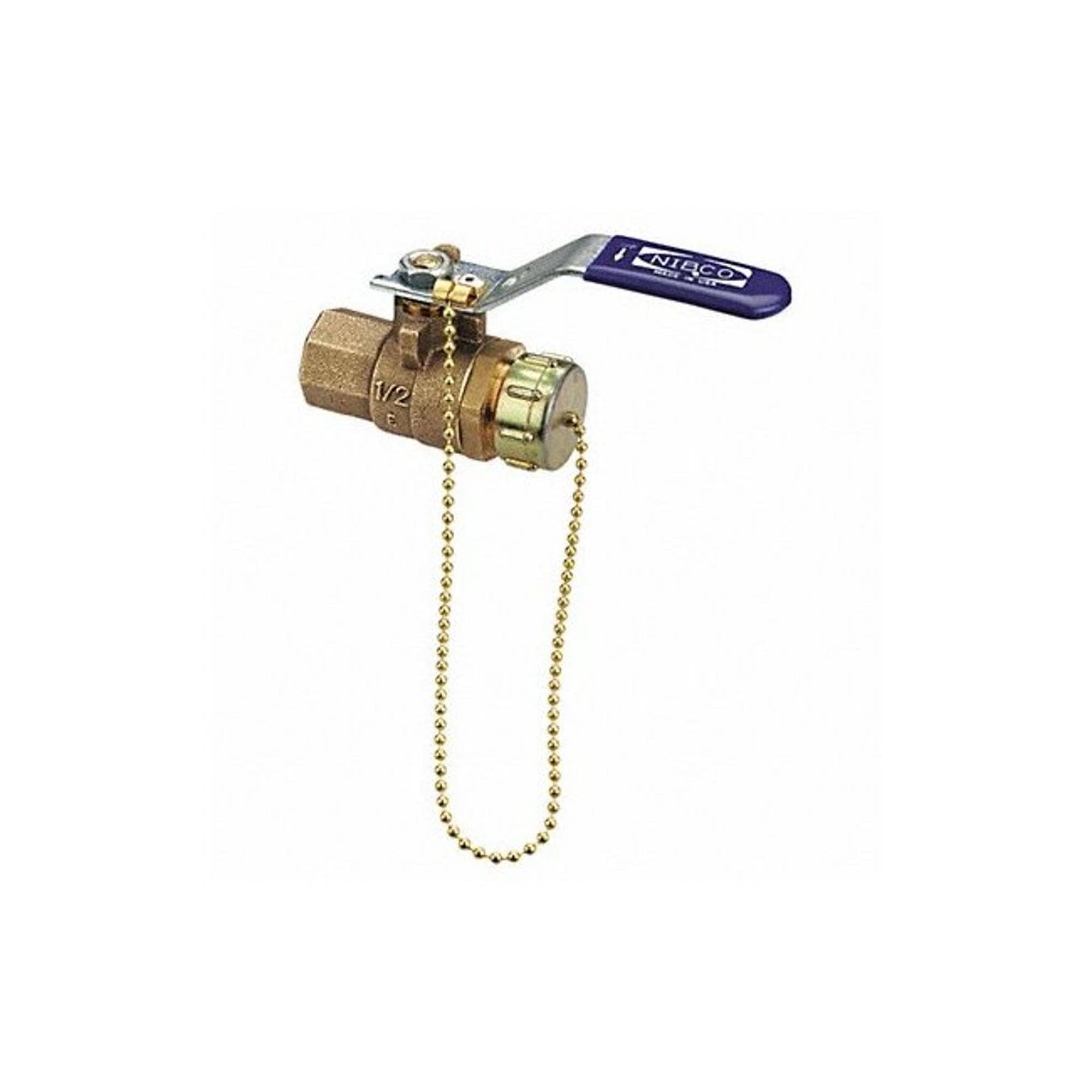 NIBCO T5857066HC 3/4 Inch Hose Cap Chain with 3/4 Inch Connection - Durable Brass Plumbing Fitting for Garden, Pool & Industrial Hose Applications