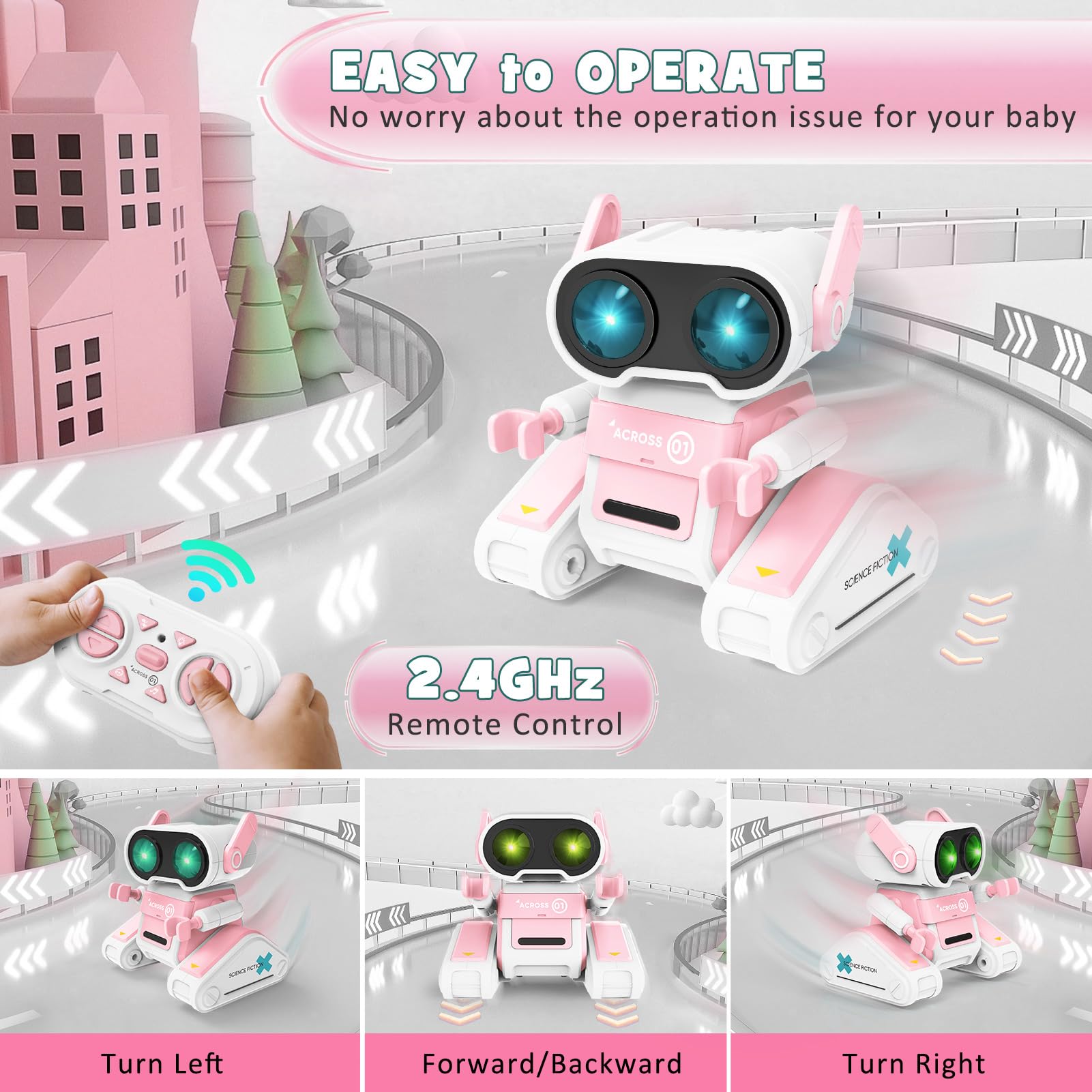 Interactive RC Robot Toy for Kids Ages 3-9 - Remote Control Dancing Robot with LED Eyes, Flexible Head & Arms, Music & Cool Moves - Perfect Birthday Gift for Boys & Girls - Fun STEM Learning Toy for Indoor Play & Party Entertainment