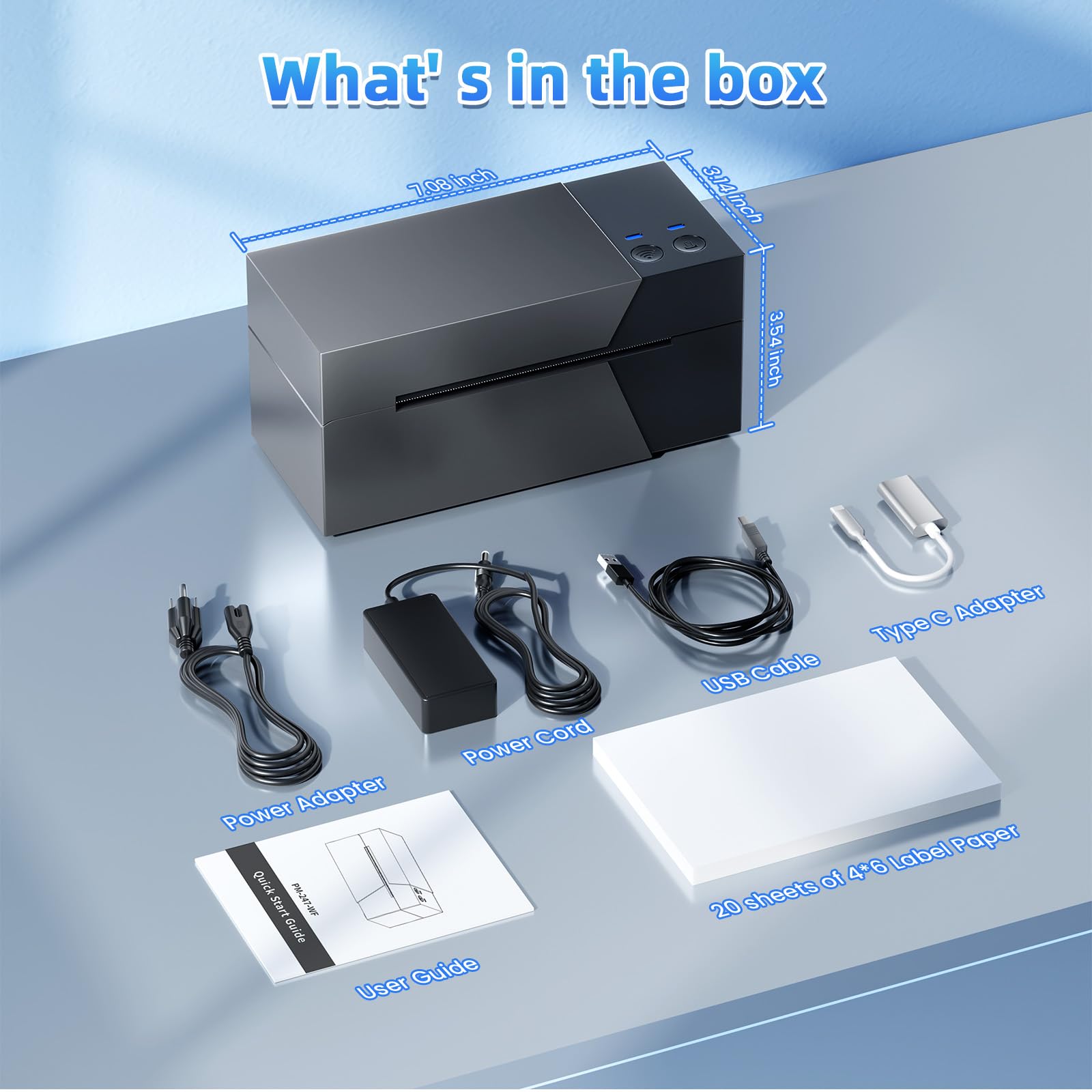 4x6 Wireless Thermal Shipping Label Printer - WiFi & Bluetooth Compatible for eBay, USPS, Shopify, Amazon | Perfect for Small Business, Home & Office Package Shipping