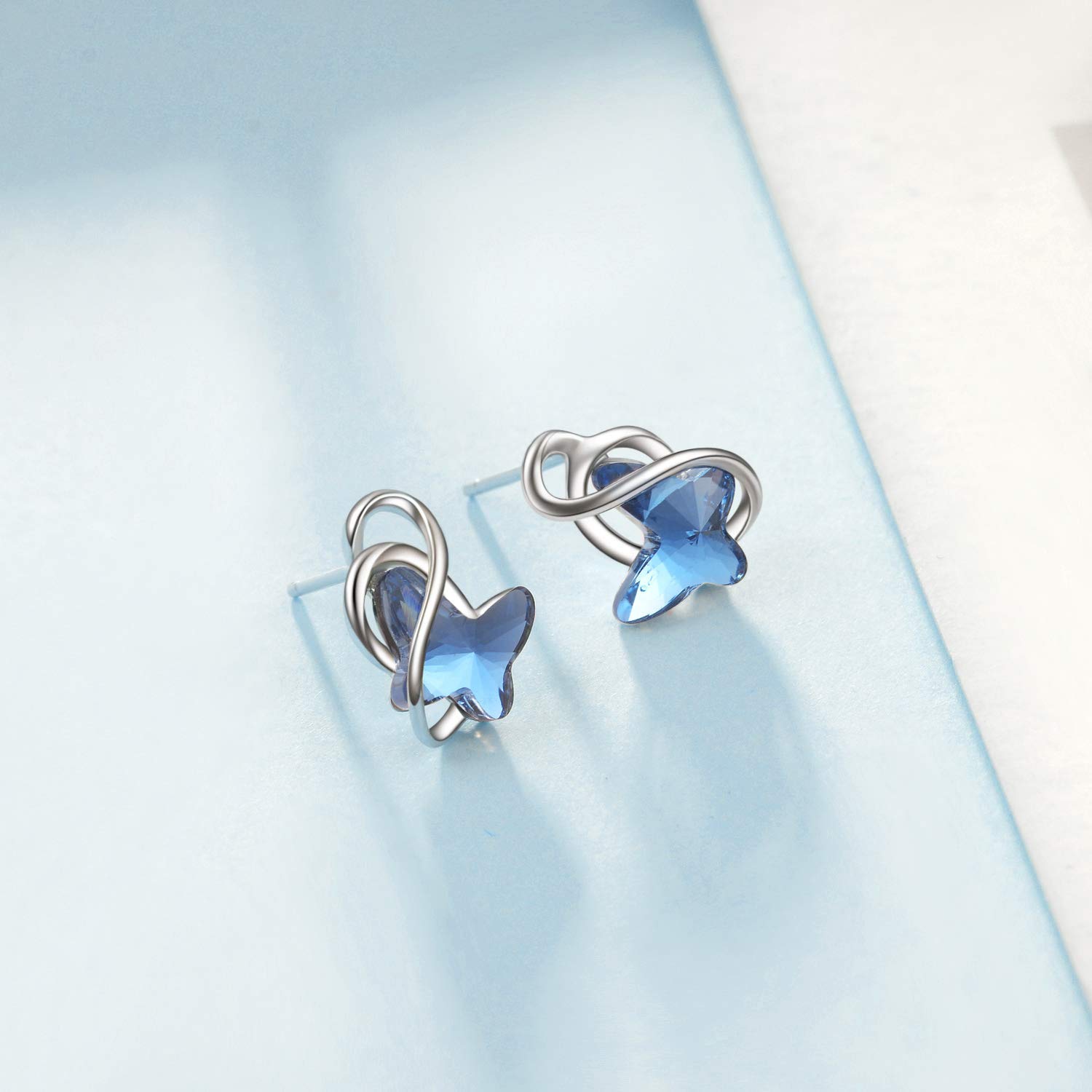 Hypoallergenic Sterling Silver Infinity Butterfly Stud Earrings with Austrian Crystals - Elegant Jewelry Gift for Women, Perfect for Anniversaries, Birthdays & Everyday Wear