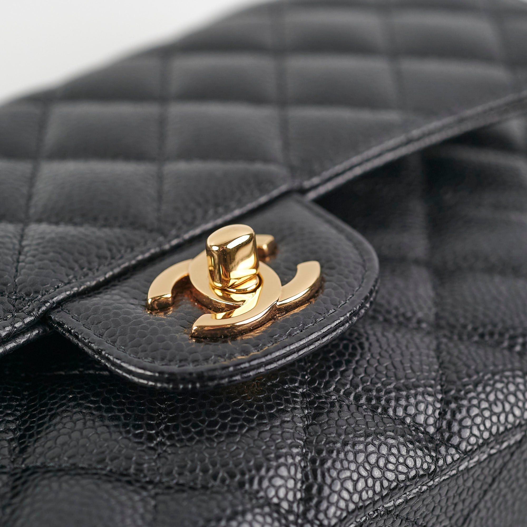 Chanel Caviar Leather Medium/Large Double Classic Flap Bag Black - Luxury Designer Handbag for Women, Perfect for Work, Evening Events & Special Occasions