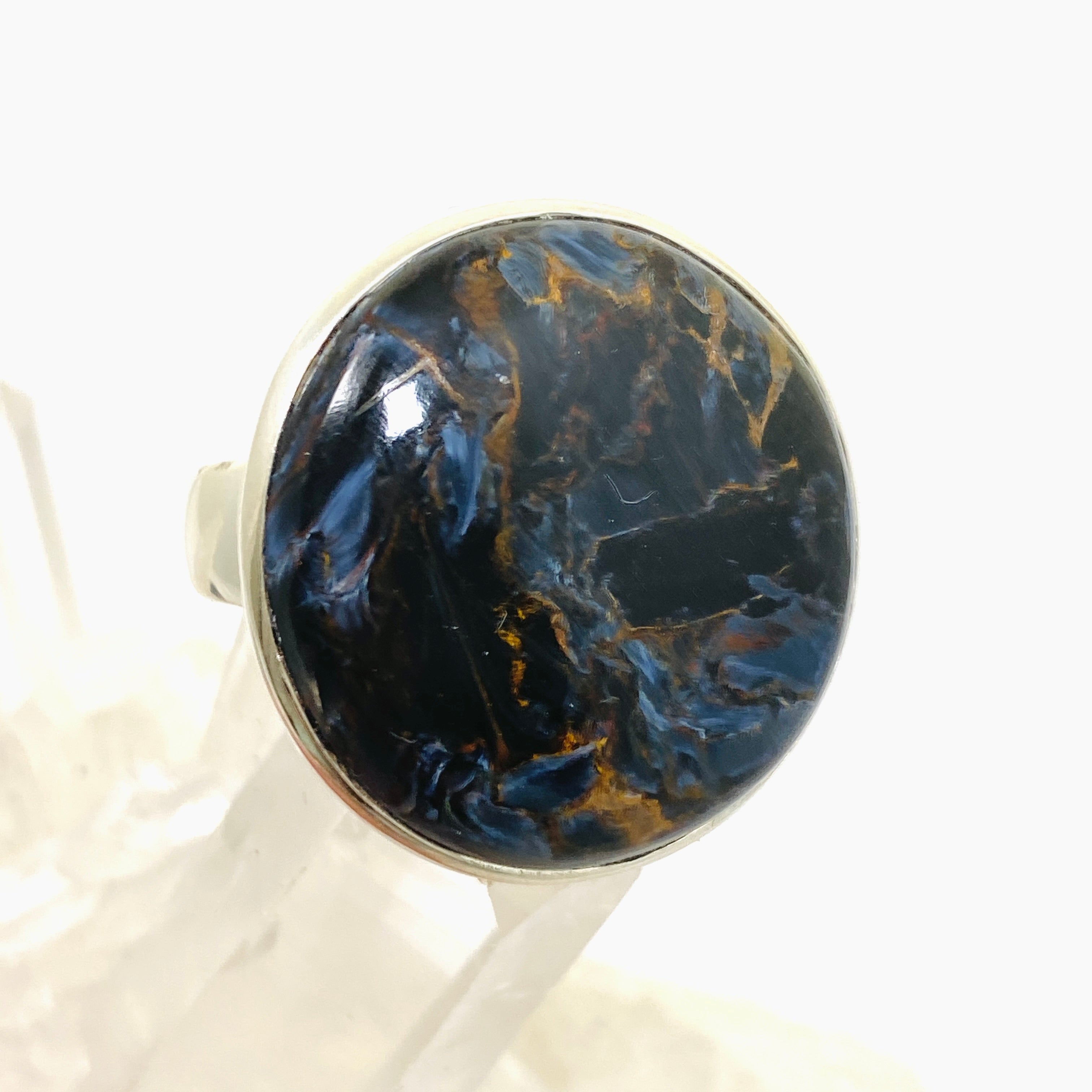 Pietersite Round Cabochon Ring - Size 10.5 - PRGJ897 - Elegant Gemstone Jewelry for Women, Perfect for Weddings, Parties & Special Occasions