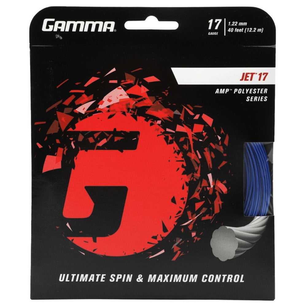 Gamma Jet 17/1.22 Tennis String (Blue) - High Performance Polyester String for Tennis Rackets | Perfect for Competitive Play & Tournament Use