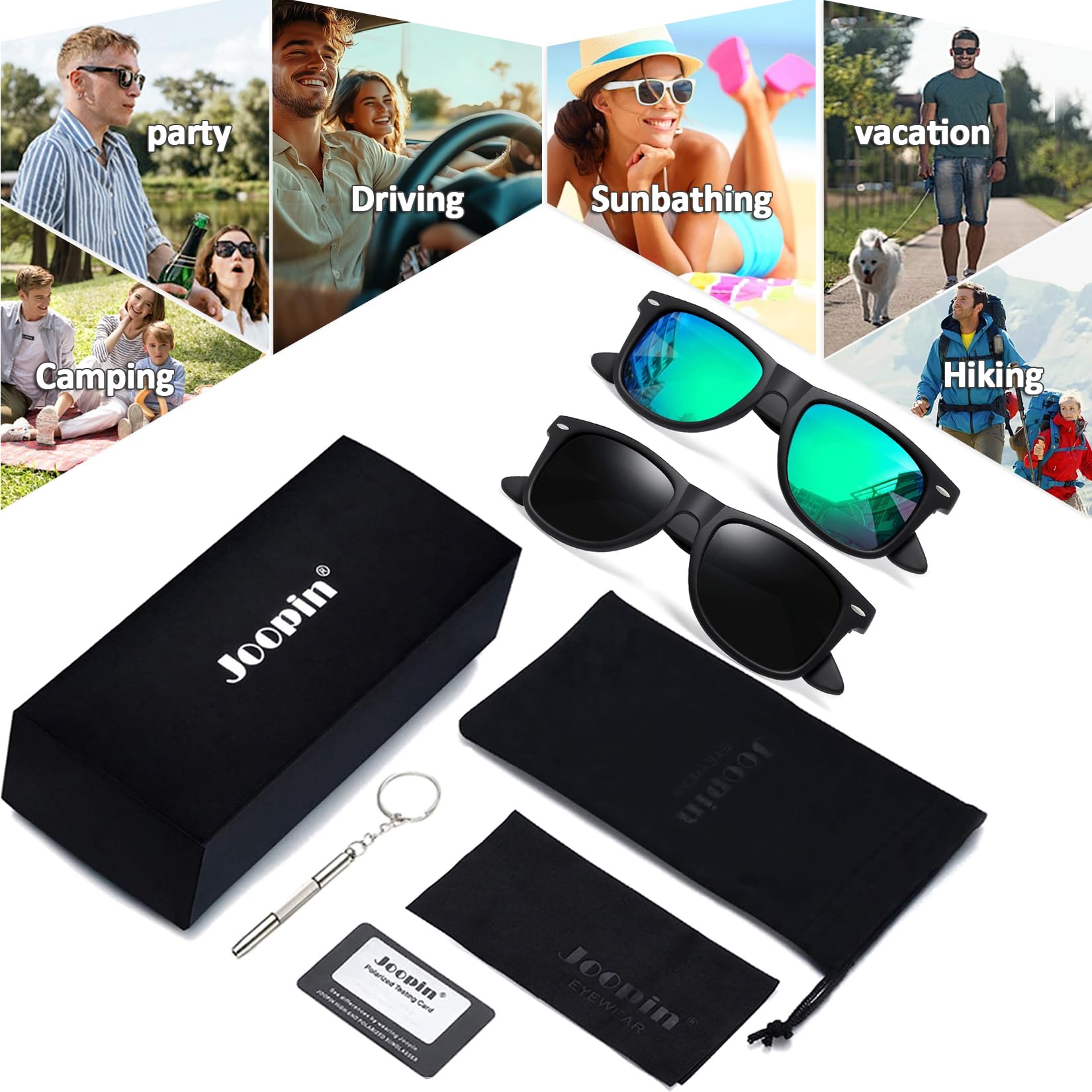 Joopin Square Polarized Sunglasses for Men & Women - UV Protection, Trendy Designer Shades for Outdoor, Driving & Fashion