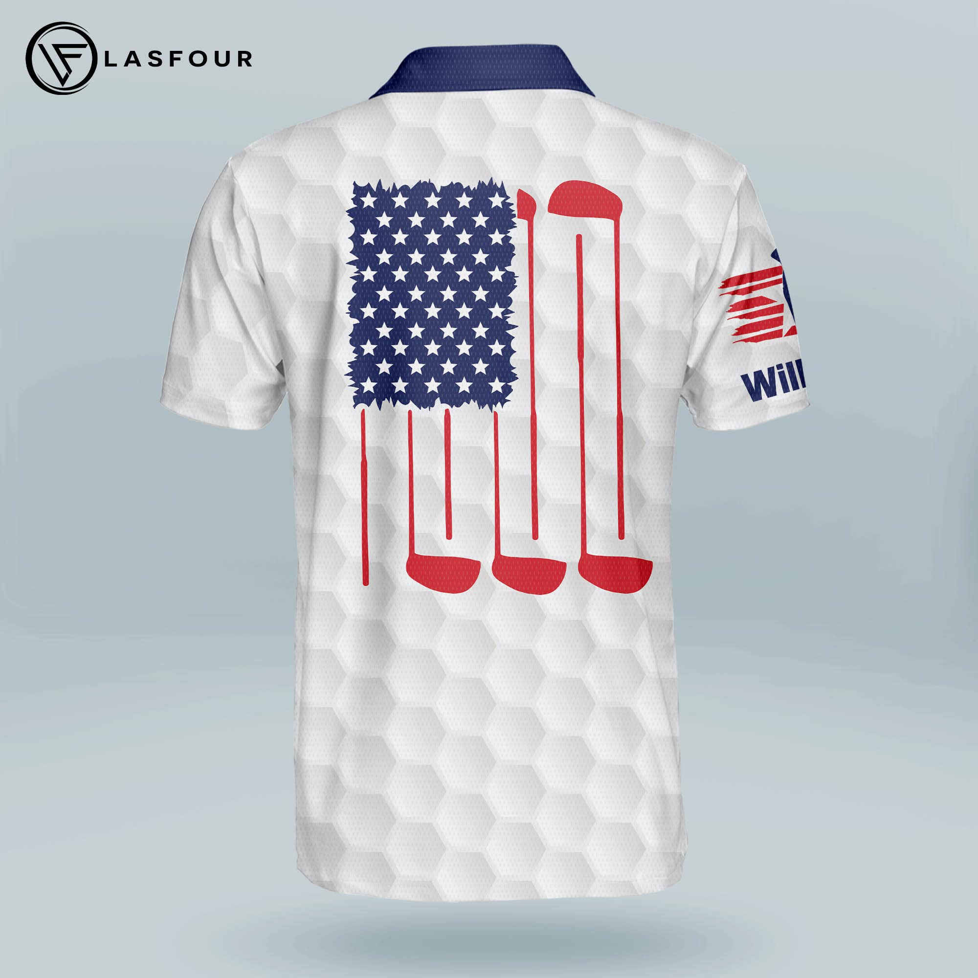 LASFOUR Custom American Flag Golf Polo Shirt for Men - Moisture Wicking Quick Dry Performance Fabric, UV Protection, Breathable Short Sleeve Golf Shirts - Perfect for Golf Tournaments, 4th of July Events & Patriotic Outfits