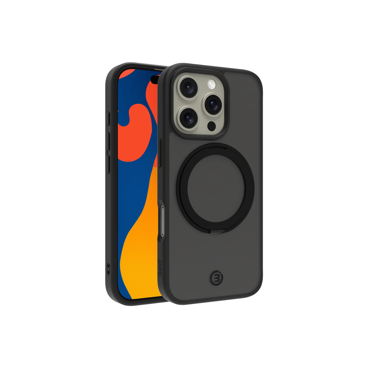 3sixT NeoStand 360° Rotating Phone Case for iPhone 16 Pro - Shockproof Protective Cover with Stand Feature - Perfect for Watching Videos, Video Calls & Hands-Free Use (Black)