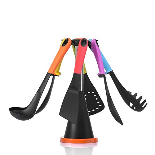 6-Piece Nylon Kitchen Utensil Set with Stand Rack - Non-Stick Spatula, Soup Colander & Cooking Tools - Perfect for Baking, Frying & Meal Prep (Color: 6PCs)