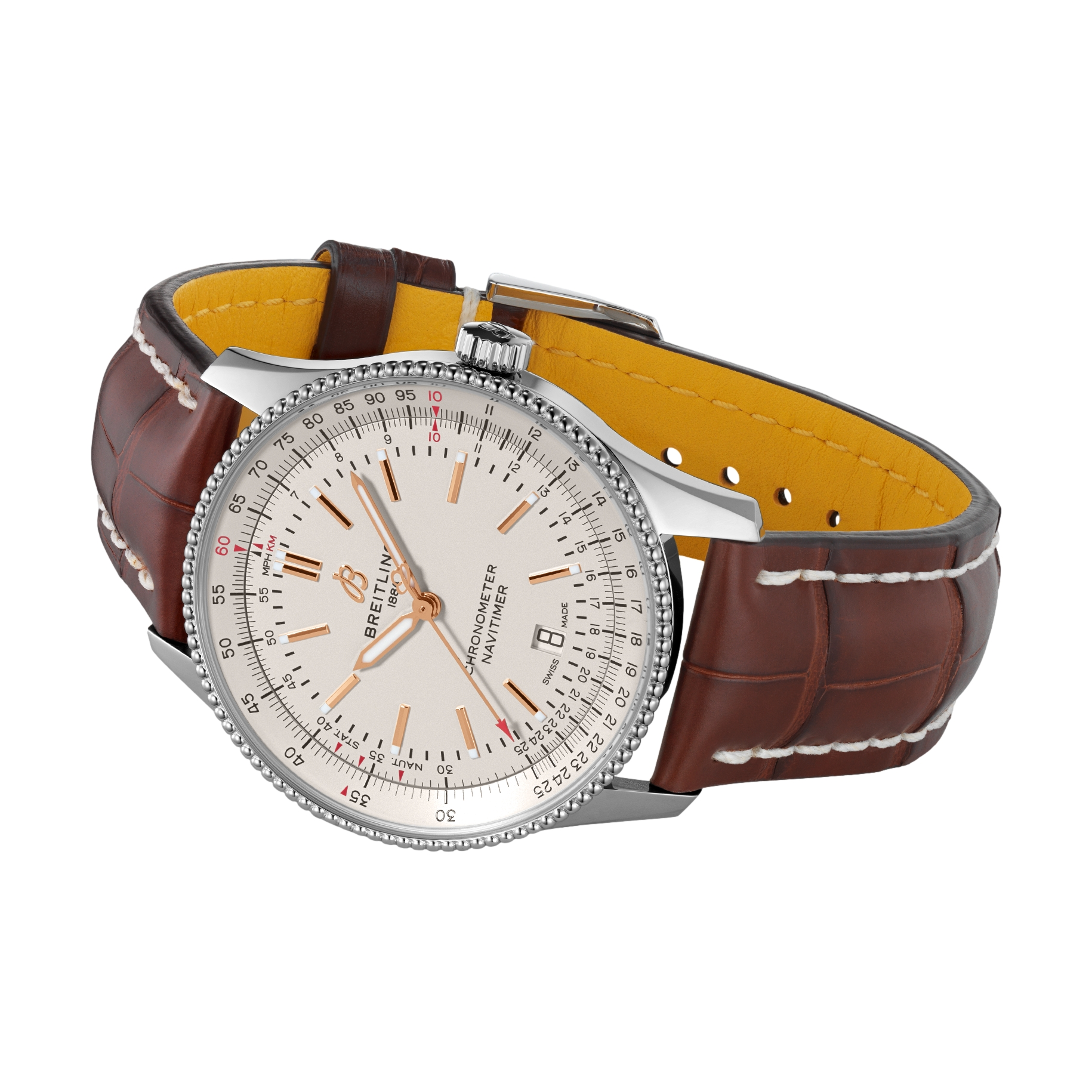 Breitling Navitimer Automatic 41mm Men's Watch - Cream Dial with Genuine Leather Strap | Luxury Pilot Chronograph for Business & Travel