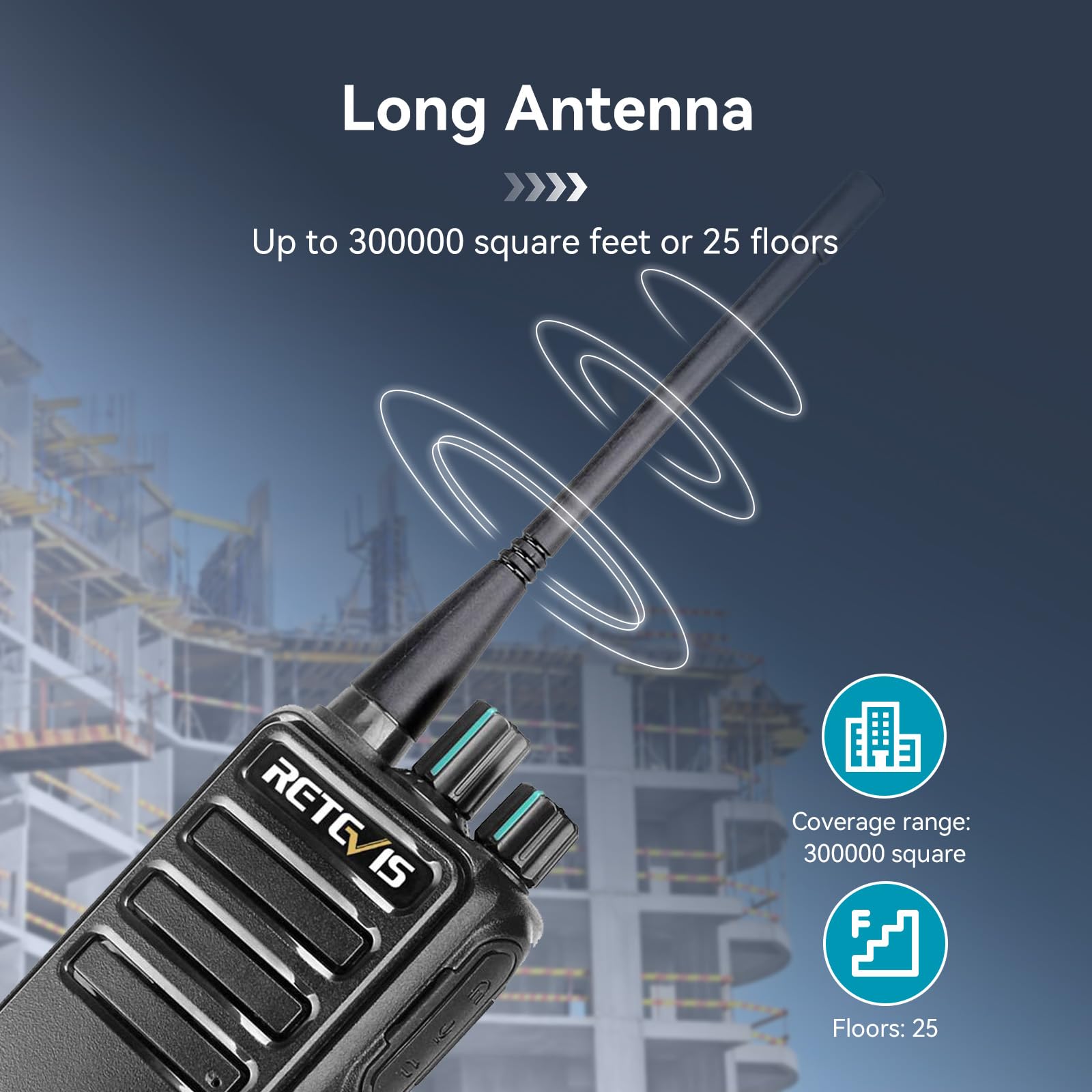 Retevis RB29 Long Range Two Way Radios (4 Pack) - Waterproof Walkie Talkies with USB Charging Base & Shoulder Mic for Construction, Business & Industrial Use - Perfect for Worksite Communication & Outdoor Activities