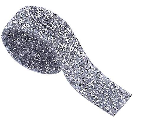Silver Sparkling Rhinestone Mesh Ribbon Wrap Roll - Diamond Bling Ribbons for Arts & Crafts, Vase Decorations, Party Supplies & Gift Wrapping - Perfect for DIY Projects, Wedding Decor, and Home Decoration