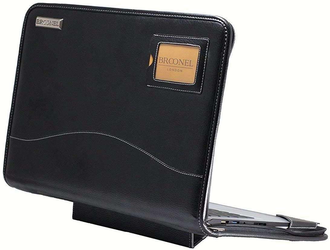 Broonel Heavy Duty Leather Protective Case for Dell XPS 13 2-in-1 Laptop - Premium Contour Series in Black - Perfect for Work, Travel & Everyday Protection