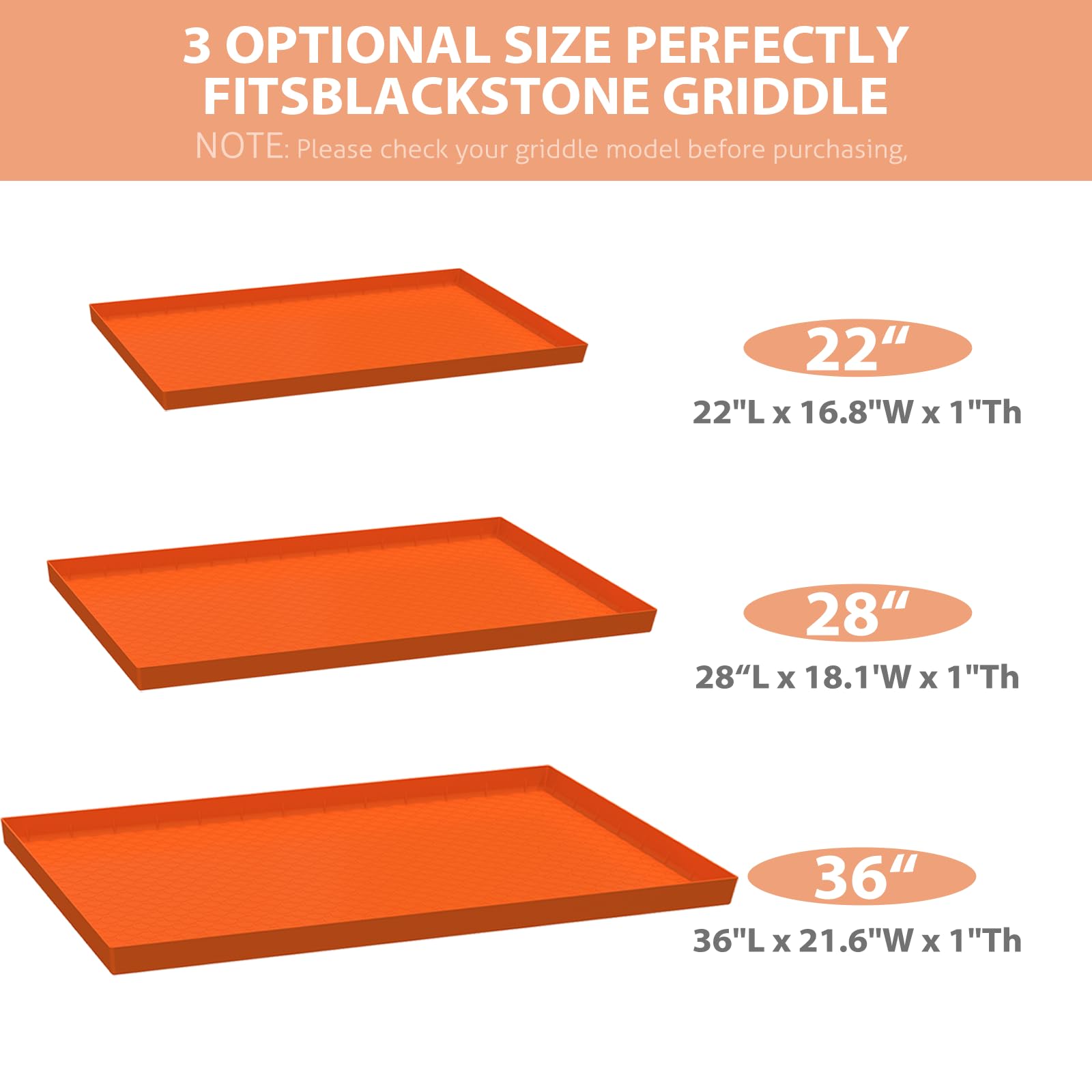 36 Inch Heavy Duty Silicone Griddle Cover - Food Grade Protective Mat for Blackstone Grill Top - Year-Round Durable Cover to Keep Cooking Surface Clean (Orange) - Perfect for Outdoor BBQs, Camping & Backyard Grilling