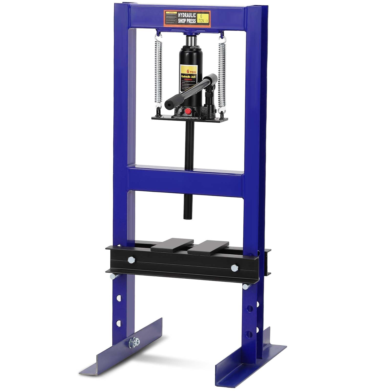 6 Ton H-Frame Hydraulic Shop Press with Adjustable Height & 2 Steel Press Plates - Heavy Duty Metal Bending, Bearing Removal, and Auto Repair Tool for Home Garage & Workshop