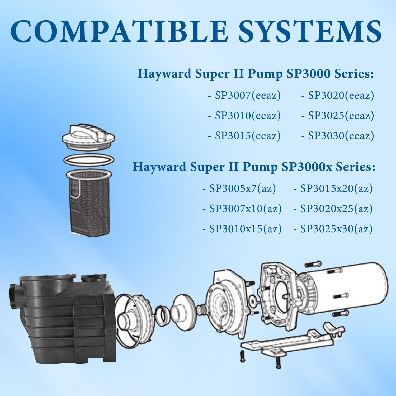 SPX3120AAZ Pump Housing and Strainer - 2 Inch Threaded Style with Drain Plugs for Hayward Super II Pump | Replacement Pool Pump Strainer Housing for In-Ground Pools | Compatible with Above Ground Pools, Spas, and Water Filtration Systems