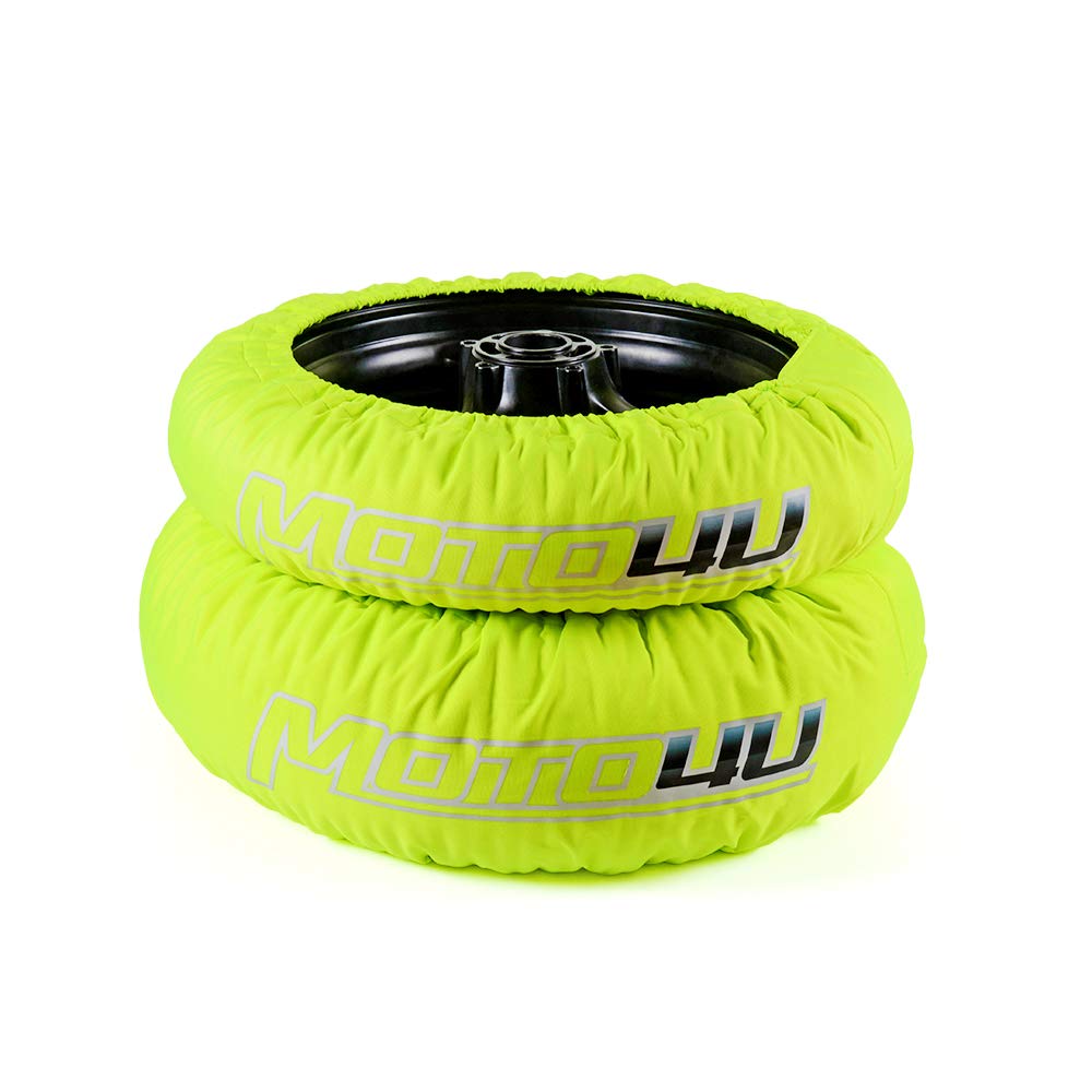 MOTO4U Motorcycle Tire Warmers Set - 120 Front & 180/190/200 Rear Racing Tire Heater Covers with 110V US Plug (Green, Single Temp) - Perfect for Track Days, Racing & Winter Storage