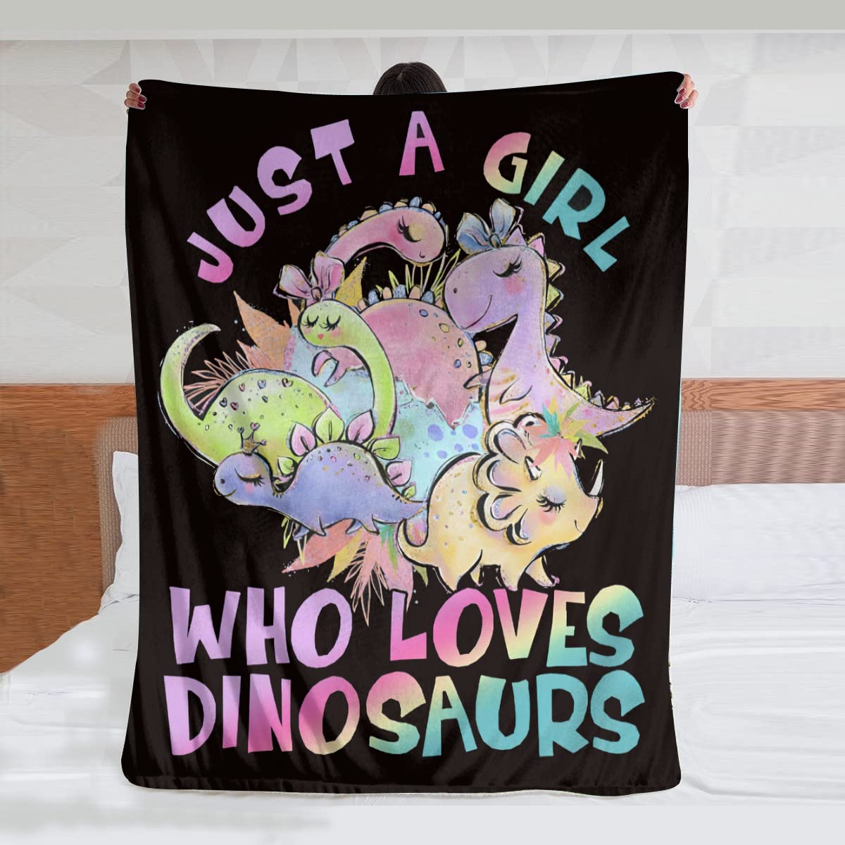 Dinosaur Lovers Fleece Blanket - Super Soft & Warm Plush Flannel Throw Blanket 50x60 Inches - Perfect for Girls, Women & Adults - Cute Dino Decor Gift for Winter, Bedroom, Sofa & Camping