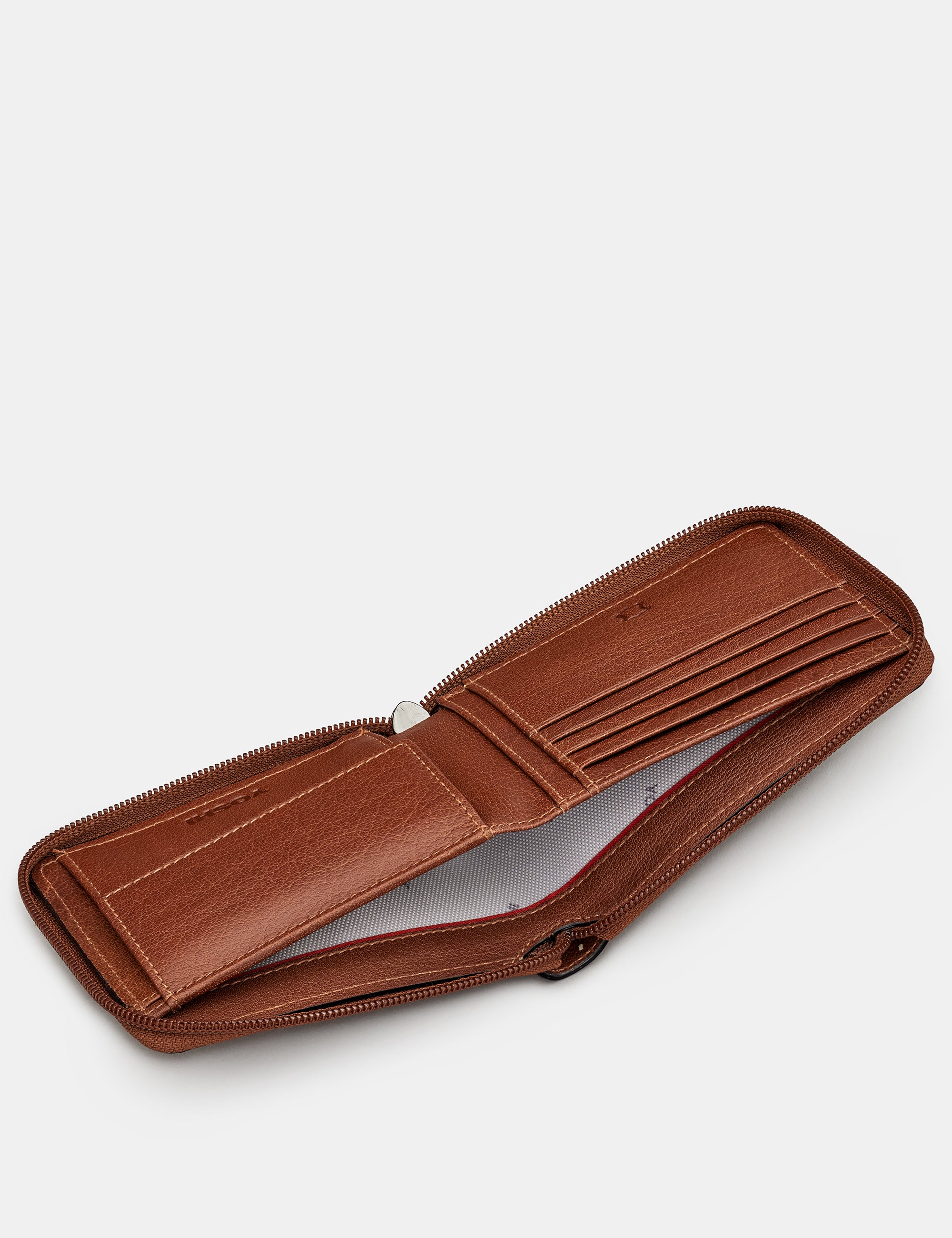 Premium Brown Leather Zip Around Wallet for Men - Stylish & Secure RFID Blocking Bifold Wallet for Everyday Use, Travel & Business