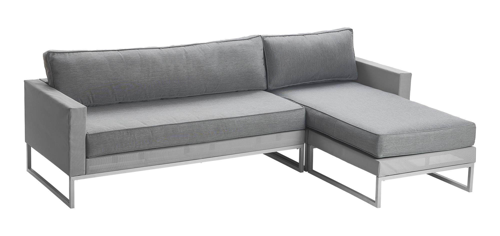 Elle Decor Tropez Mesh Outdoor Patio Furniture Set - Durable Metal Frame Sectional Sofa in Gray - Perfect for Backyard, Poolside & Garden Relaxation