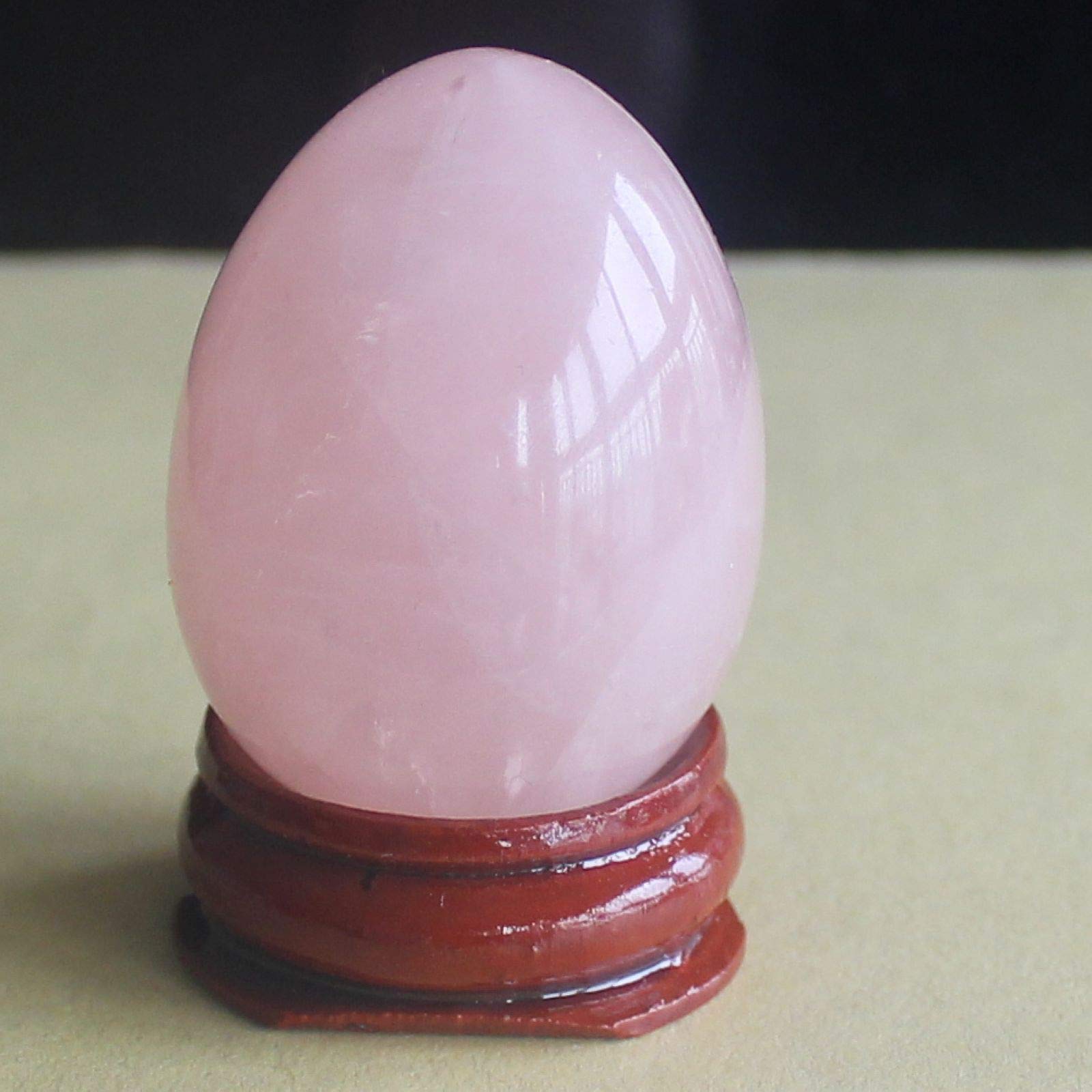 40x30mm Mixed Gemstone Rose Quartz Egg with Wood Stand - Chakra Crystal Healing Stone for Meditation, Reiki, Yoga & Home Decor (Rose Quartz)
