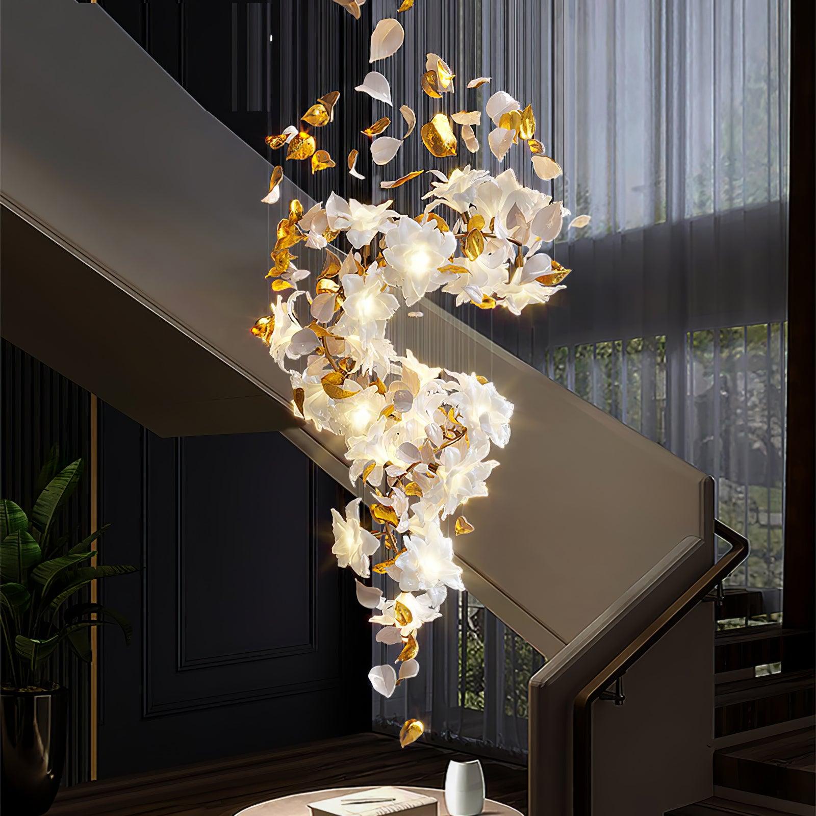 Flying Flowers Fluttering Chandelier - Elegant Butterfly Ceiling Light Fixture for Bedroom, Living Room & Nursery Decor | Romantic Boho Home Lighting