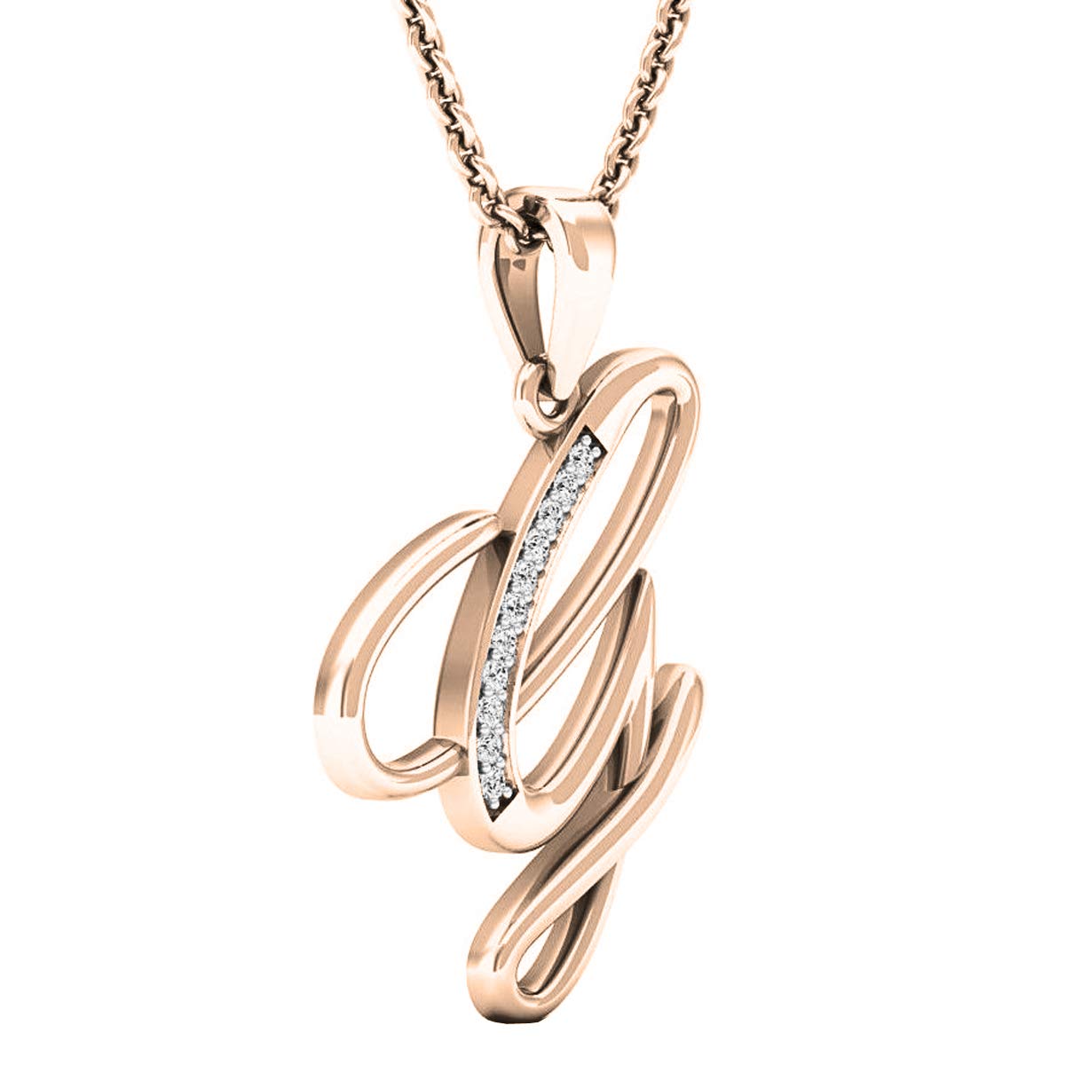 Dazzlingrock 10K Rose Gold Initial 'G' Pendant Necklace with 0.05 Cttw Round Diamonds - Elegant Mother's Day Gift for Women, Perfect for Birthday, Anniversary & Special Occasions
