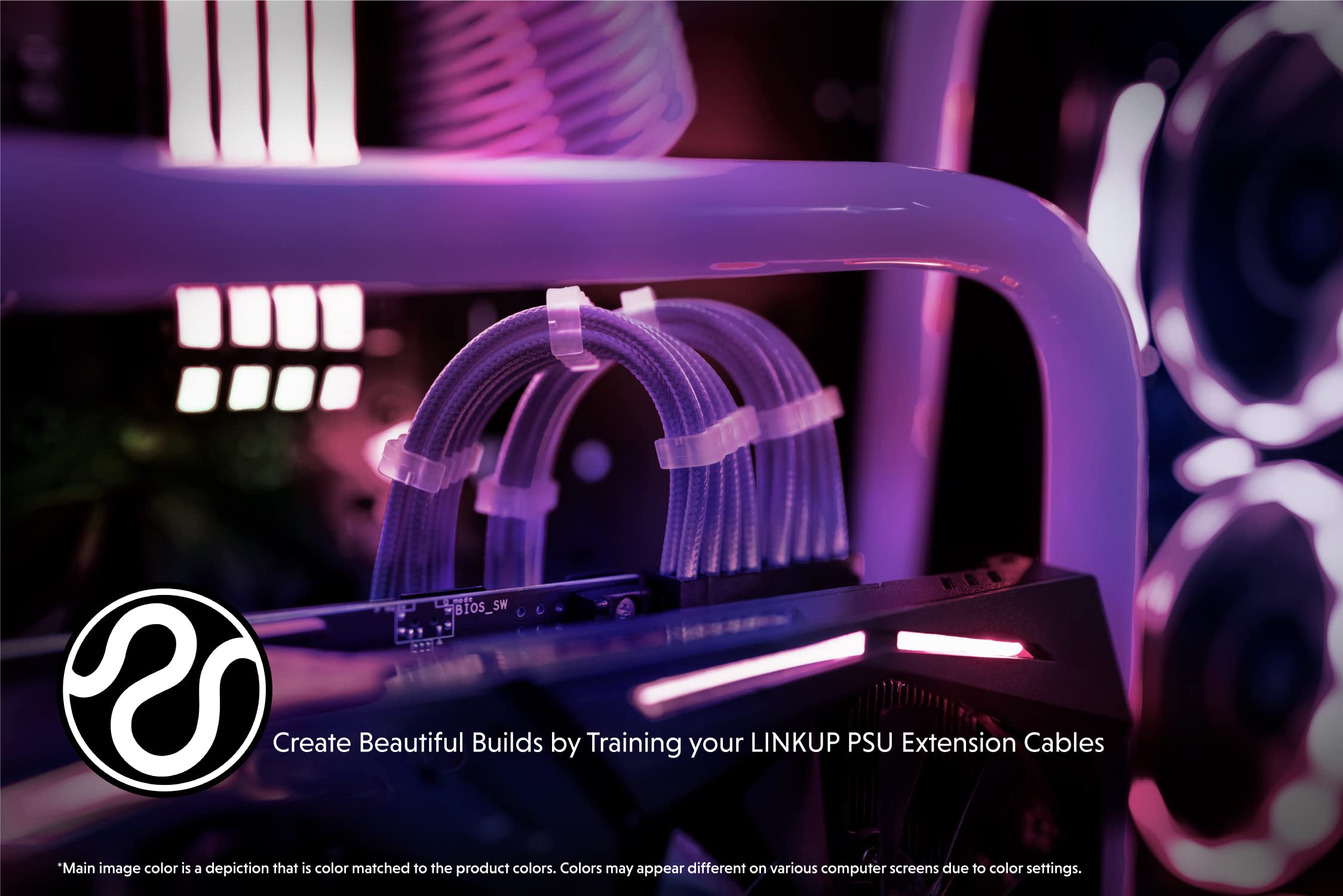 LINKUP - AVA 50cm EPS 4 Pin CPU ATX Motherboard PSU Power Supply Braided Sleeved Custom Mod PC Extension Cable with Combs | Strong & Stiff Design | Single Pack | 500mm - Purple | Perfect for Gaming PC Builds, Custom Cable Management, and Computer Upgrades