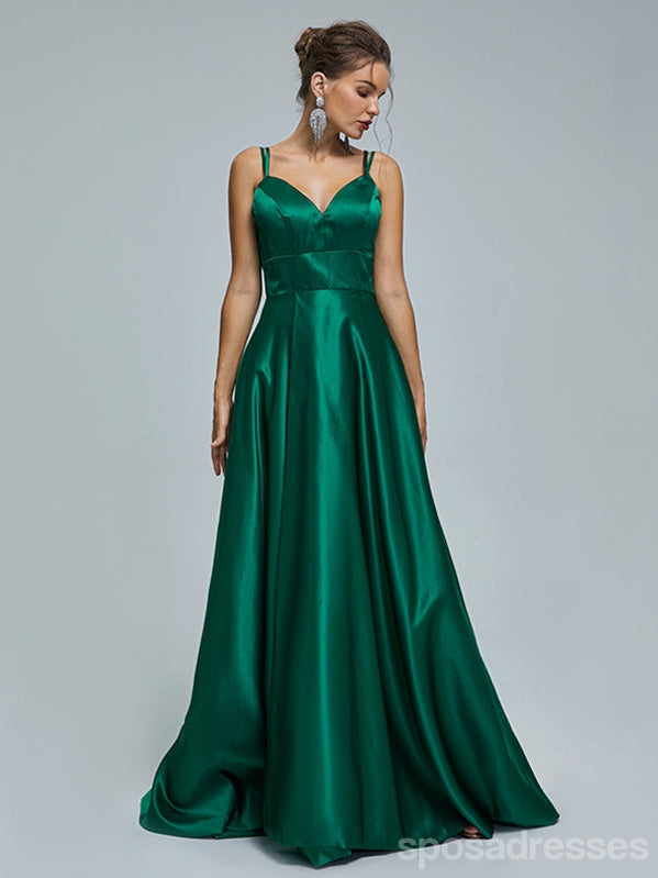 Elegant Green A-Line Spaghetti Strap Prom Dress with Side Slit - Affordable Long Formal Gown for Homecoming, Prom Night & Special Occasions
