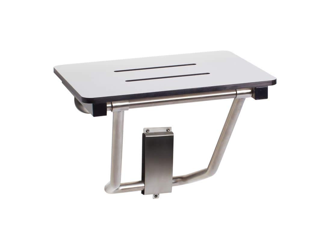 Seachrome 18 x 15 Inch White Folding Shower Bench Seat - ADA Compliant Bathroom Safety Stool with Wall Mount - Waterproof Transfer Bench for Elderly & Disabled - Perfect for Small Showers & Bathrooms
