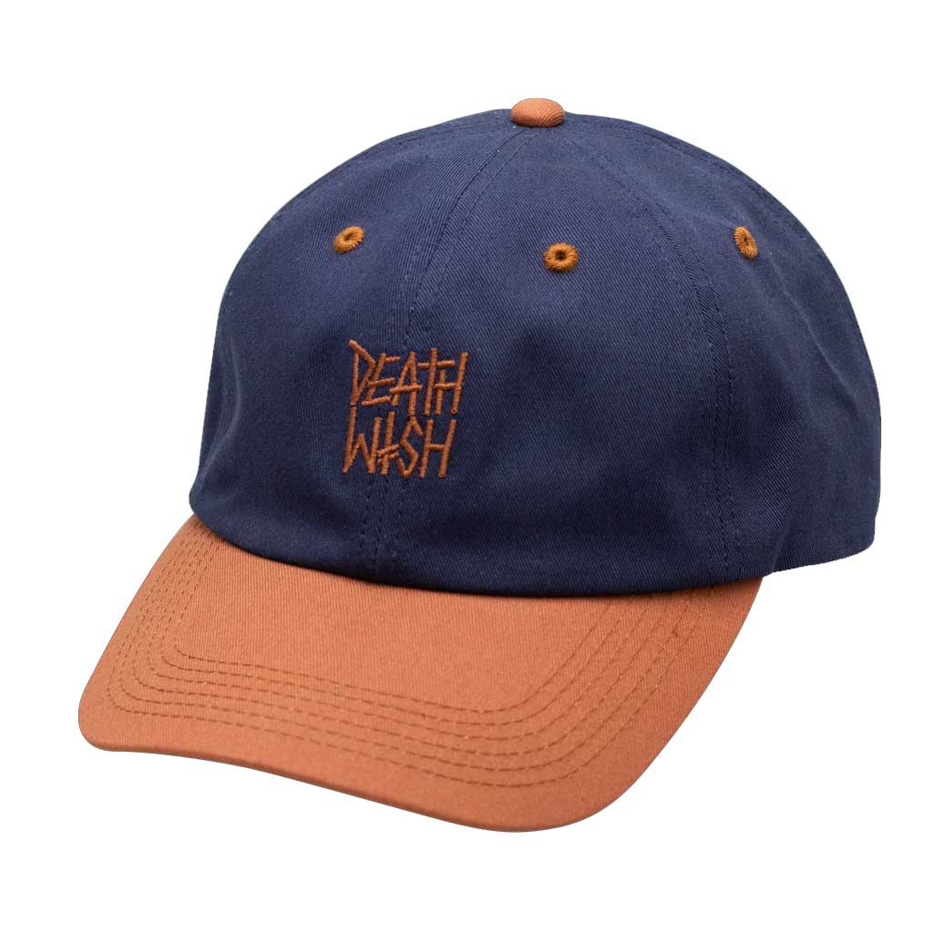 Deathwish Deathstack Dad Cap Snapback Hat - Navy/Brown - Stylish & Durable Baseball Cap for Men & Women - Perfect for Casual Wear, Street Fashion & Outdoor Activities