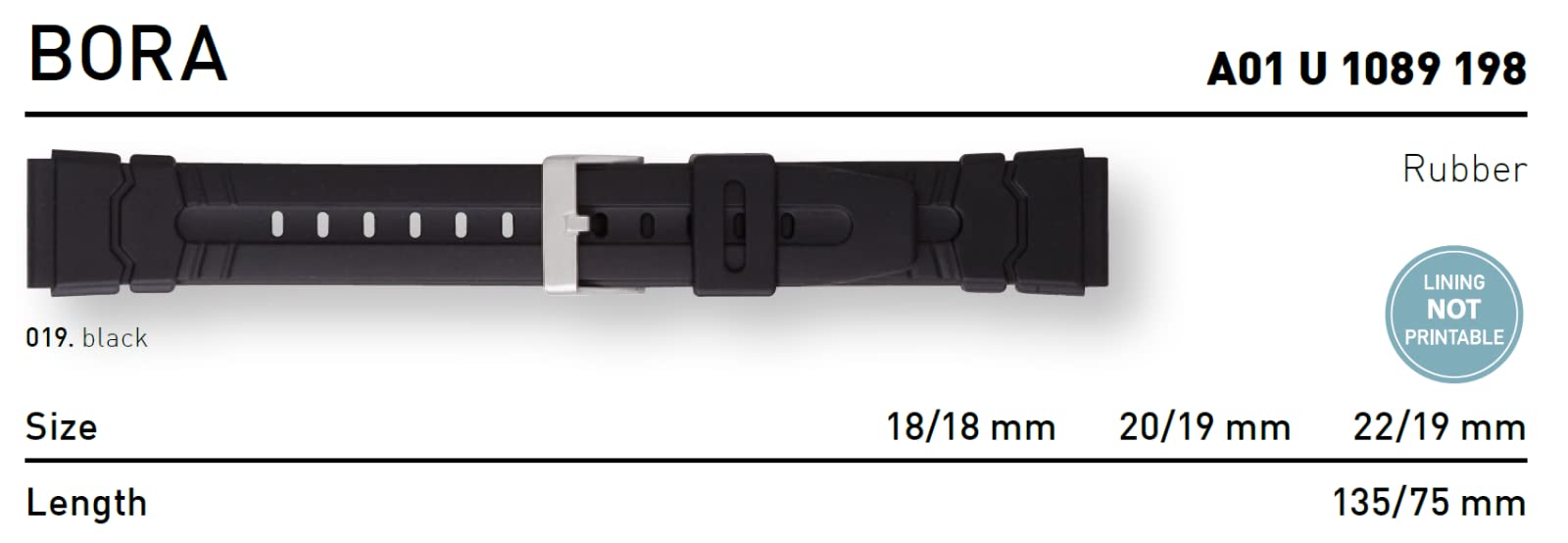 Bora Rubber Watch Band with Stainless Steel Buckle - Durable & Comfortable Replacement Strap for Smartwatches & Sports Watches - Perfect for Swimming, Running & Outdoor Activities