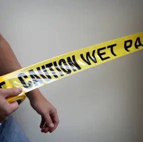 Caution Wet Floor Barrier Warning Tape - 4 Rolls per Pack - Ideal for Construction Sites, Wet Paint Areas & Safety Hazards