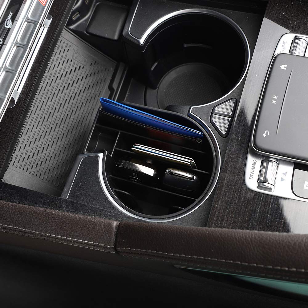 Mercedes Benz GLE Class 350 400 2020 Center Console Cup Holder Organizer - Black ABS Plastic Storage Tray for Car Accessories | Perfect for Drinks, Phones & Small Items While Driving