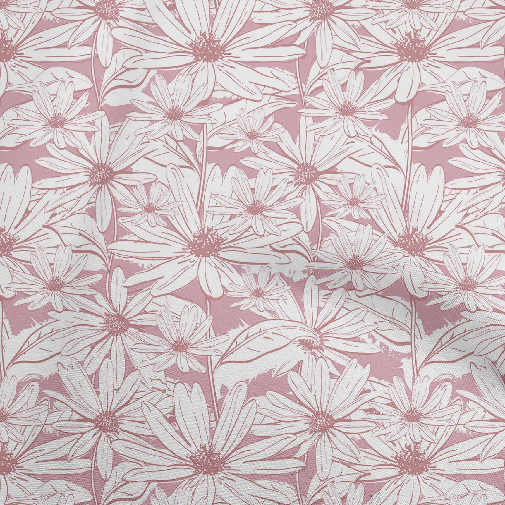 oneOone Cotton Cambric Pink Salmon Floral Print Fabric - 56 Inch Wide for DIY Clothing & Sewing Projects | Perfect for Dresses, Blouses, Quilting & Home Decor