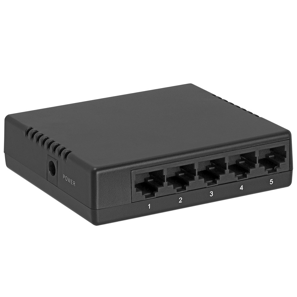 5-Port Fast Ethernet Switch 10/100 Mbps - Plug & Play Network Hub with RJ45 Ports, Fanless Silent Design for Home Office & Gaming (1250-N) | Ideal for Small Business Networking, Smart Home Setup & LAN Parties