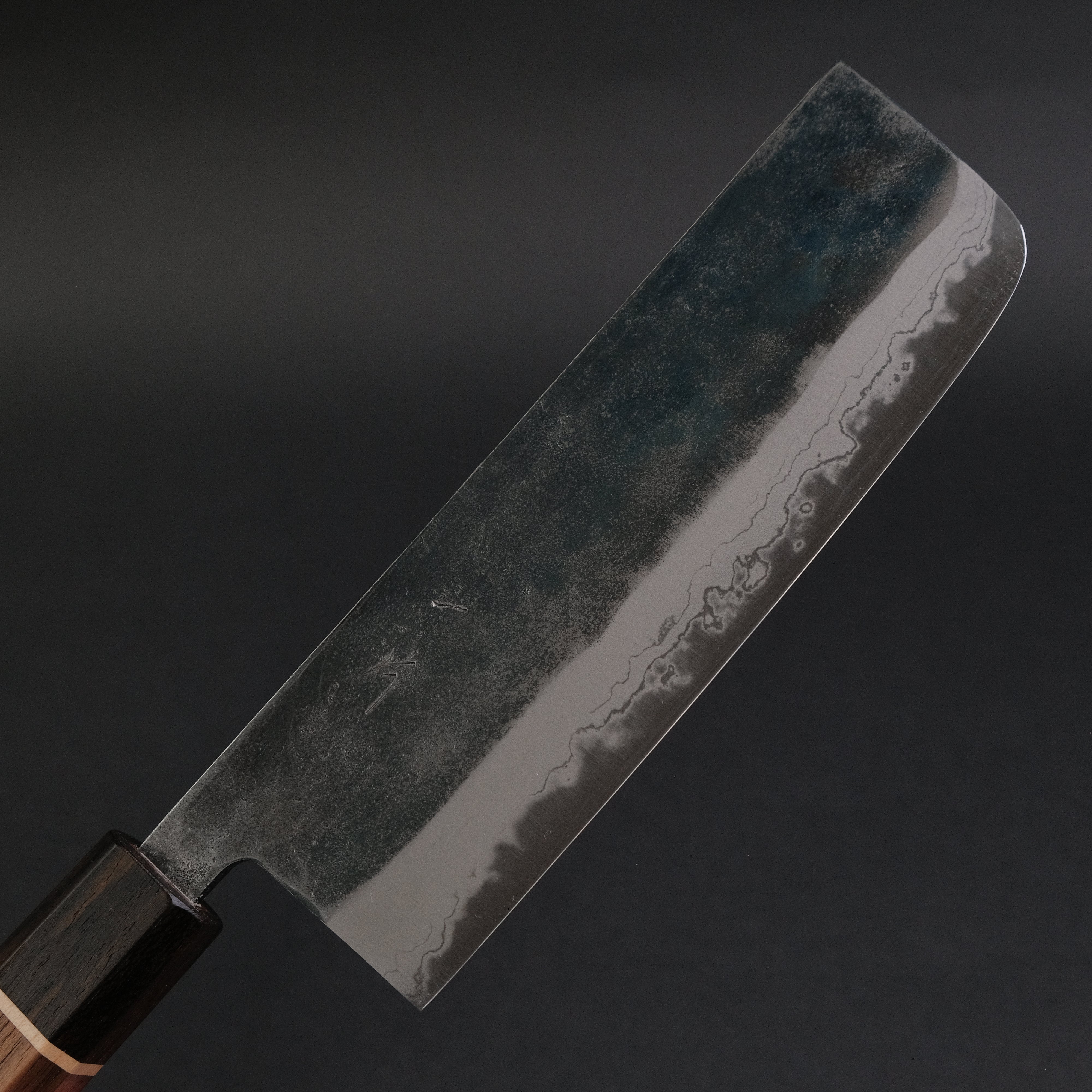 Hitohira Echizen NB White #2 Kurouchi Damascus Nakiri Knife 165mm - Premium Walnut Handle with Ziricote Ferrule - Japanese Chef Knife for Precision Vegetable Cutting & Slicing - Ideal for Home Cooks & Professional Kitchens