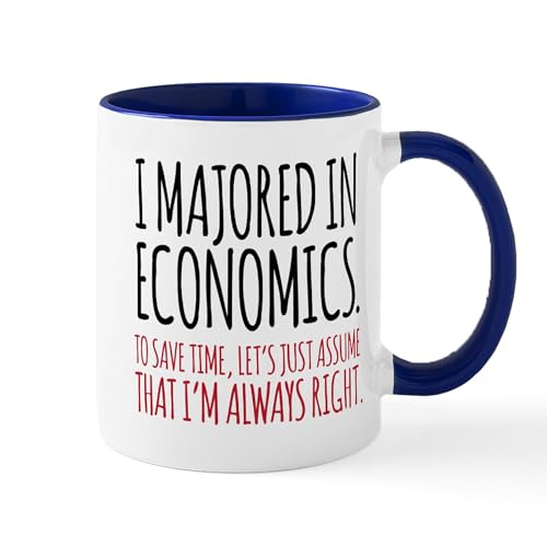 White/Navy Inside - Majored In Economics Mugs