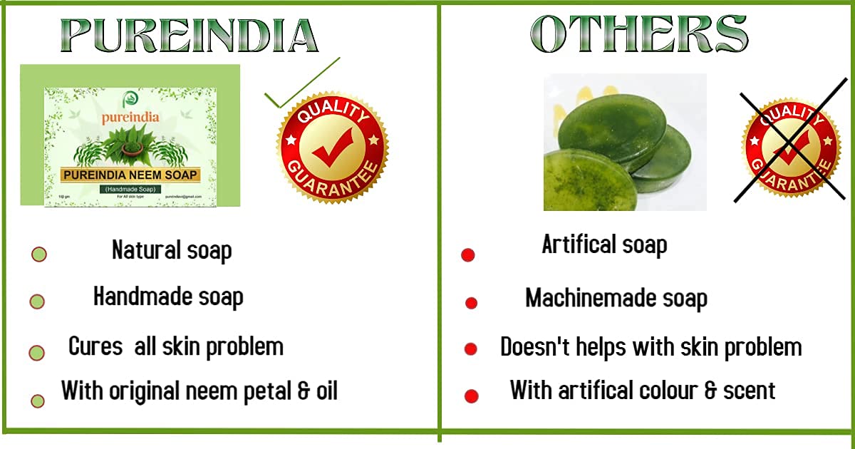**PUREINDIA Handmade Neem Scrub Bar for Acne & Pimples - Pack of 3 (100g Each) with Natural Neem Petals & Oil - No Synthetic Fragrance - Facial & Body Cleansing for Clear Skin - Perfect for Daily Skincare Routine**