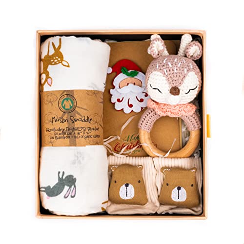 Circe Cottage Newborn Baby Welcome Gift Set - Unisex Baby Shower Gift Box, Pregnancy & New Mom Gift (7.9×7×3.1 inches) - Perfect for Hospital Welcome, Baptism & First Birthday Celebrations