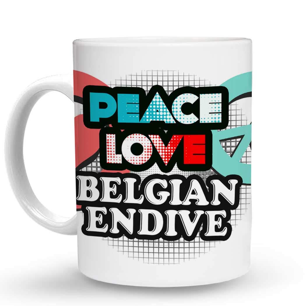 Makoroni - PEACE LOVE BELGIAN ENDIVE - 11 Oz Unique Ceramic Coffee Mug for Home, Office & Gifts | Insulated Hot & Cold Drink Cup for Coffee, Tea, Cocoa
