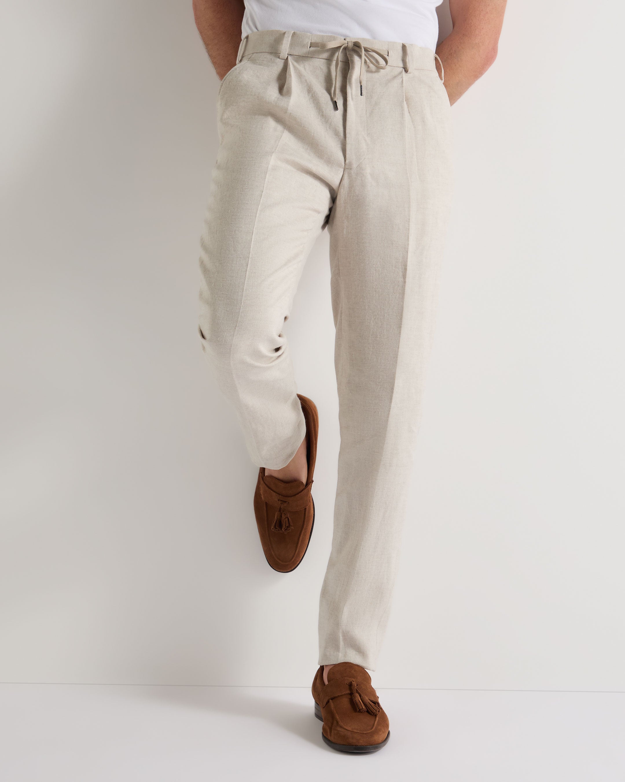 Men's Atrani Linen Pants - Sand Brown | Comfortable & Breathable Summer Trousers for Casual Wear & Travel