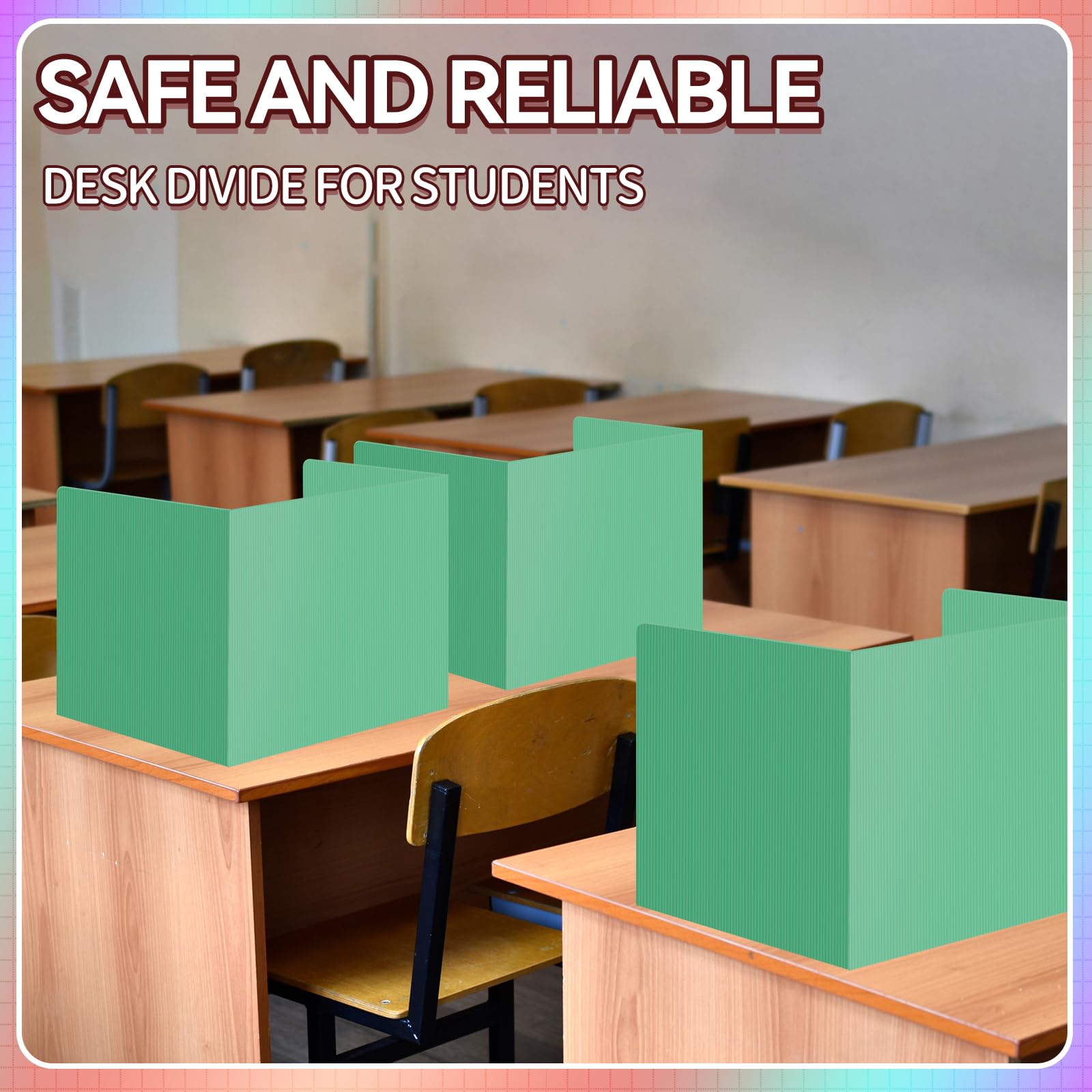4 Pcs Plastic Desk Dividers for Students - Green Privacy Folders & Test Dividers, Classroom Partition Panels for School, Teachers & Study - Perfect for Quiet Study, Testing & Organized Workspaces