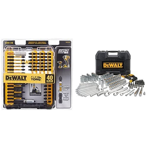 DEWALT 205-Piece Mechanics Tool Set & 40-Piece Screwdriver Bit Set - Professional Automotive & Home Repair Tool Kit for DIY Projects