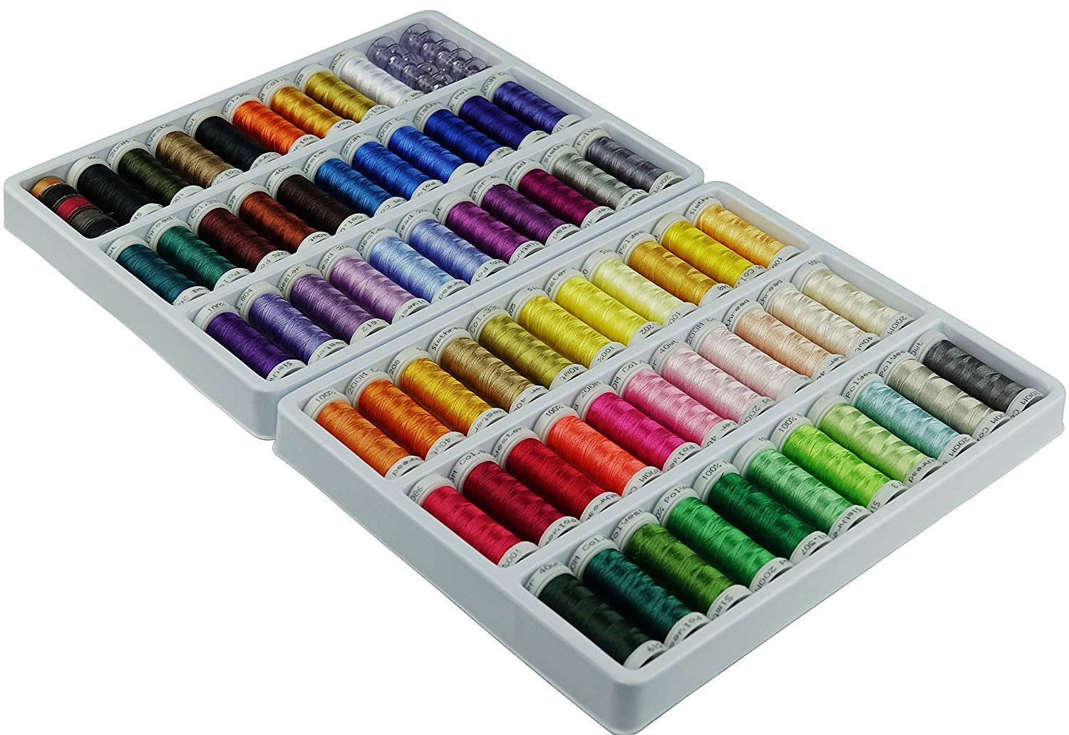 63 Spools Polyester Embroidery Machine Thread - 330 Yards Each | Compatible with Brother, Babylock, Janome, Singer, Pfaff, Husqvarna & Bernina | Perfect for Quilting, Sewing & Embroidery Projects