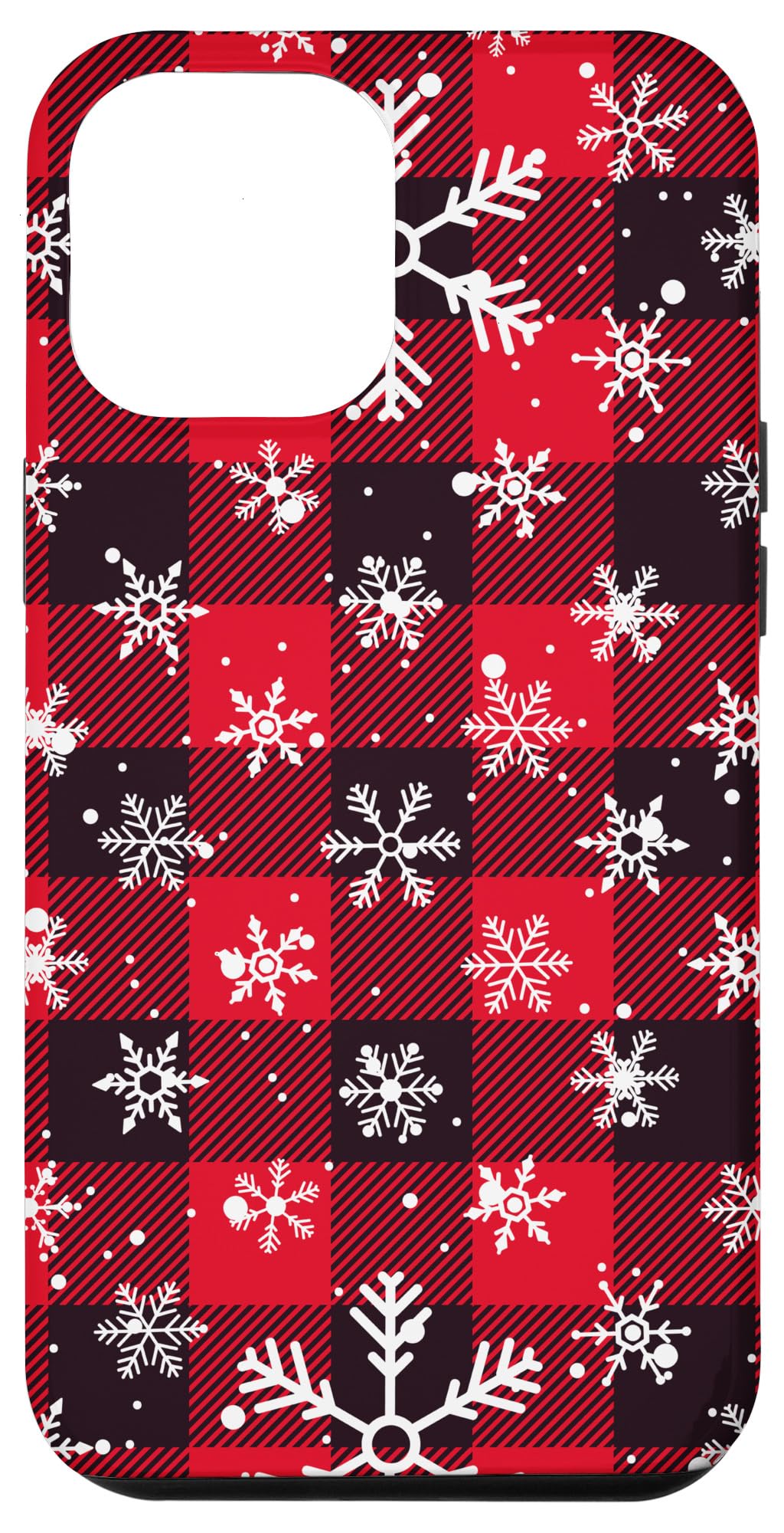 iPhone 12 Pro Max Case - Festive Red Buffalo Plaid with Snowflakes Design | Holiday Christmas Gift | Protective Cover for Winter & Everyday Use