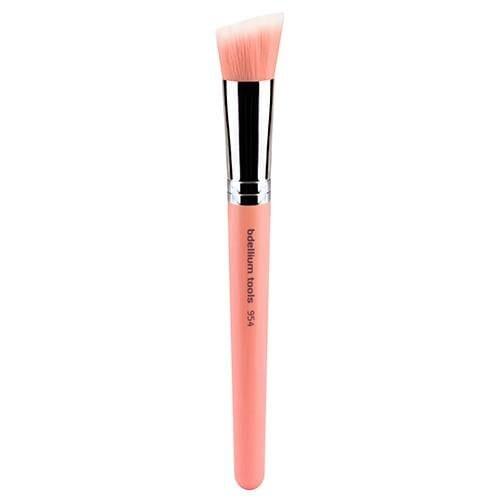 Pink Bambu 954 Duet Fiber Slanted Kabuki Brush - Professional Makeup Brush Set for Foundation, Powder & Blush - Perfect for Salon, Home Makeup & Travel